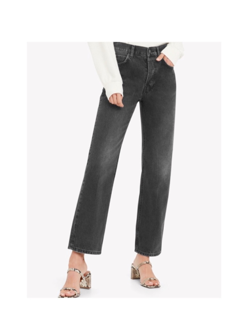 Anine Bing High Rise Button Fly Straight Leg Jackie Jean